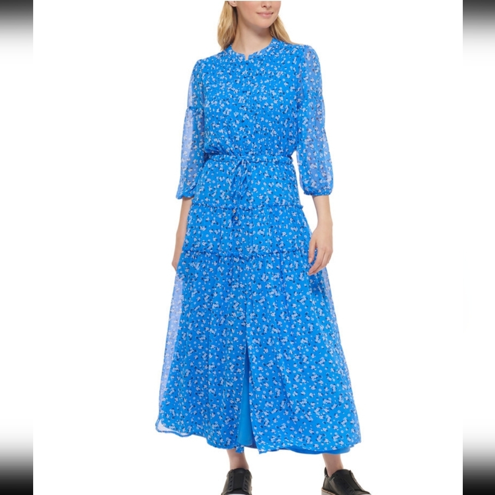 NWOT Karl Lagerfeld Women's Tiered Floral-Print Maxi Dress Size 14